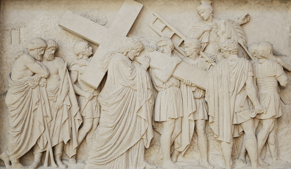 Simon de Cyrène aide Jésus à porter sa croix. James Pradier.